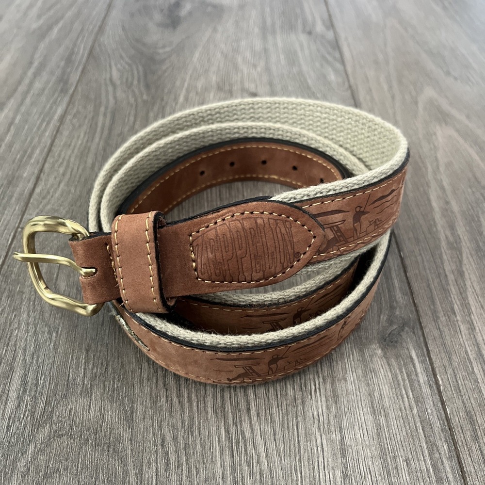 Zeppelin Canvas Leather Belt Brown Mens Sz 42